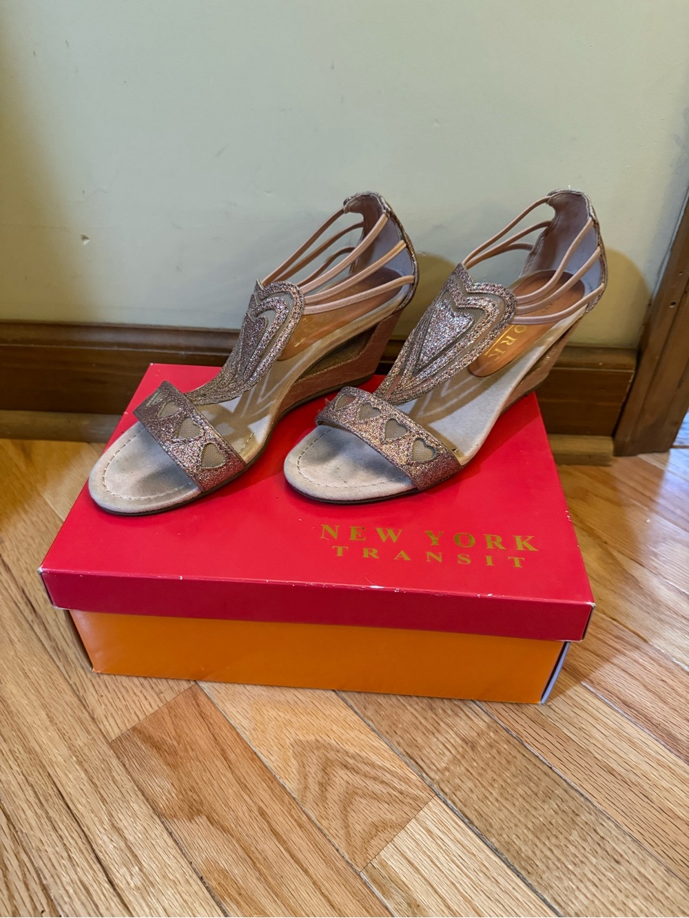 New York Transit Pink Sparkly Heart Heels (Women’s Size 7.5)